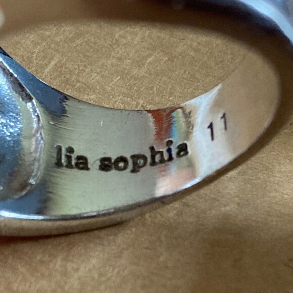 Woman’s Silver Ring Clear Coloured Stones Lia Sophia Excellent Shape sz11 - Picture 2 of 2